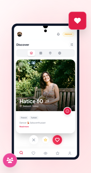 The Memuzin Discover screen showing a member profile